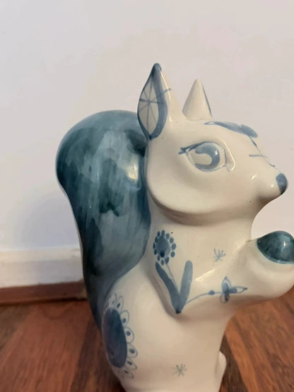 Signed Studio Pottery Squirrel Figurine – Blue Glazed Ceramic – view 3