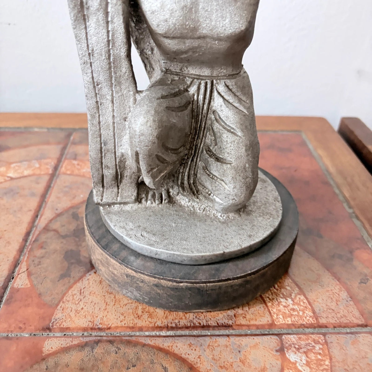 Art Deco Century Atlas Globe Bookend – Cast Metal on Wooden Plinth – view 6