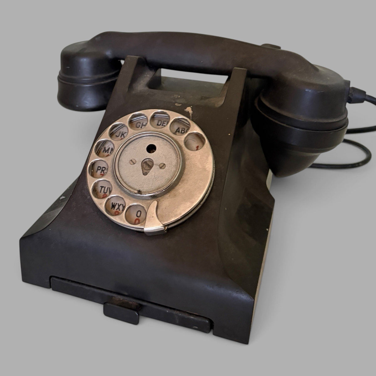 Vintage Black Rotary Telephone with Pull-Out Directory – Untested Prop – view 3