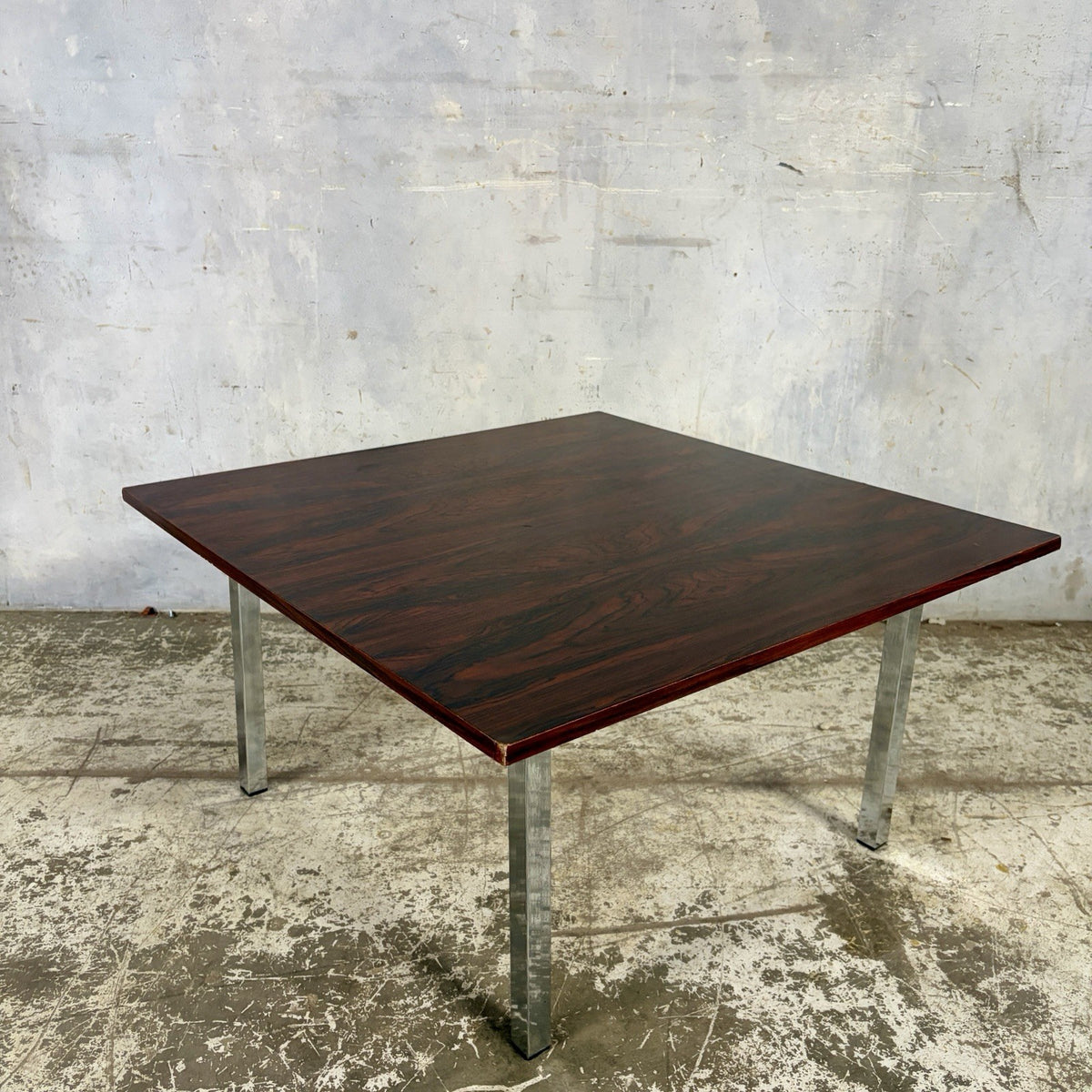 Mid Century Rosewood & Chrome Square Coffee Table – original photograph 1