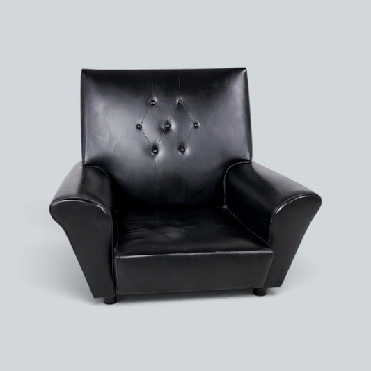 Mid Century Black Leather-Look Club Lounge Armchair – original photograph 1