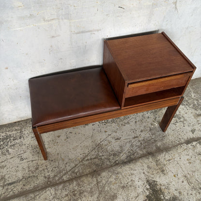 Mid Century Chippy Heath Teak Telephone Bench – original photograph 7