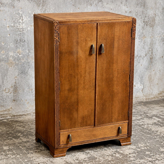 Art Deco Oak Gentleman’s Wardrobe – Compact Storage Cabinet – view 1