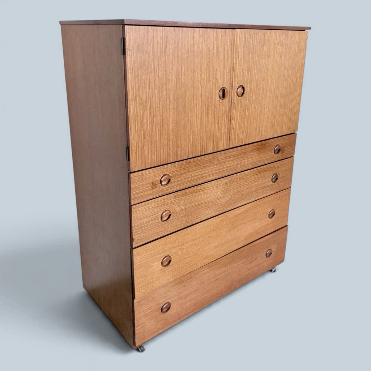 Mid Century Schreiber Teak Tallboy Cabinet with Drawers – original photograph 5