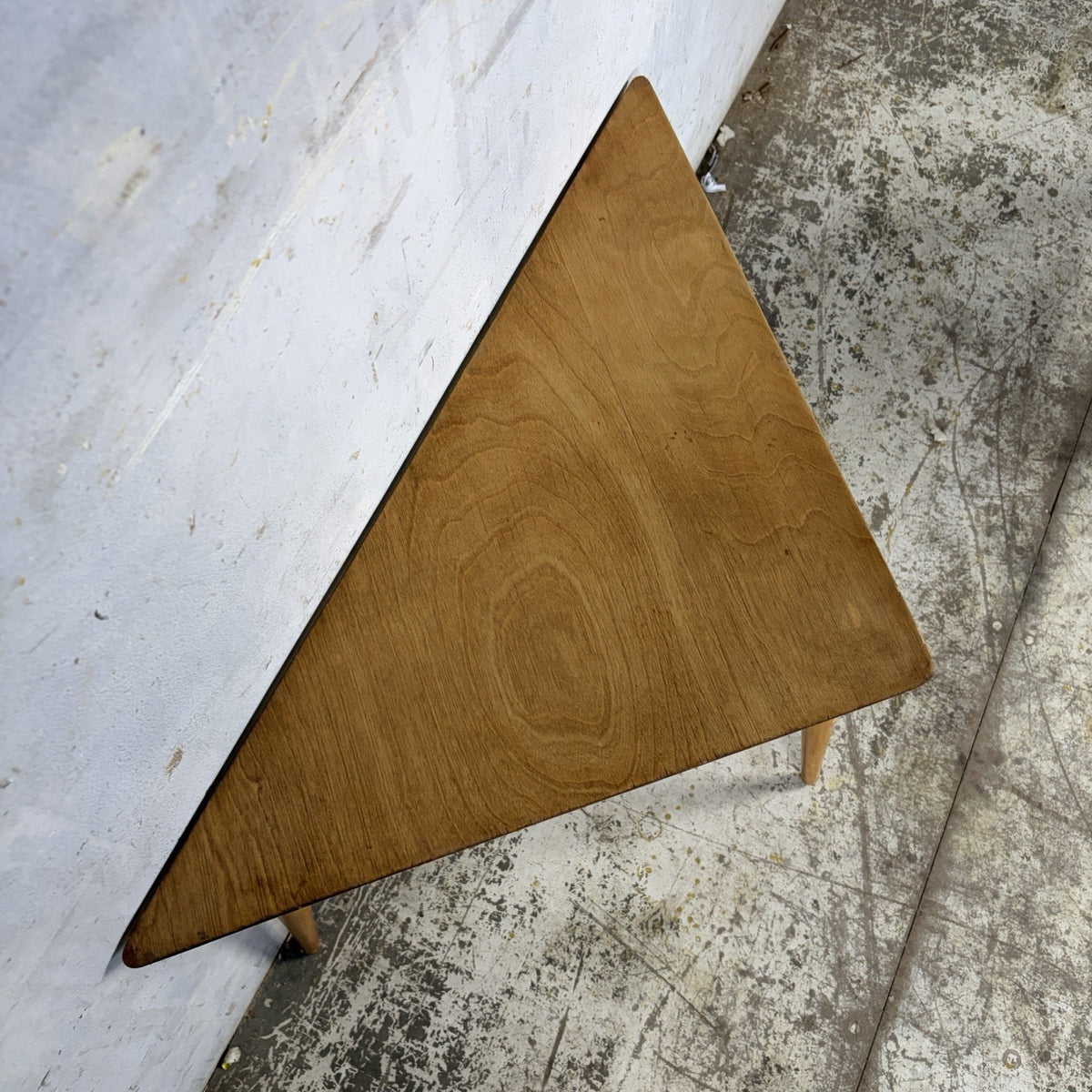Mid Century Triangular Oak Side Table – original photograph 7