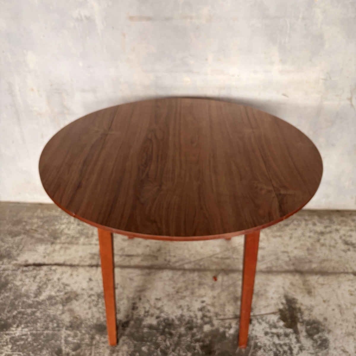 Mid Century Walnut-Effect Round Drop-Leaf Dining Table – 100 cm – view 10