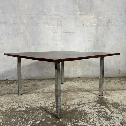 Mid Century Rosewood & Chrome Square Coffee Table – original photograph 3