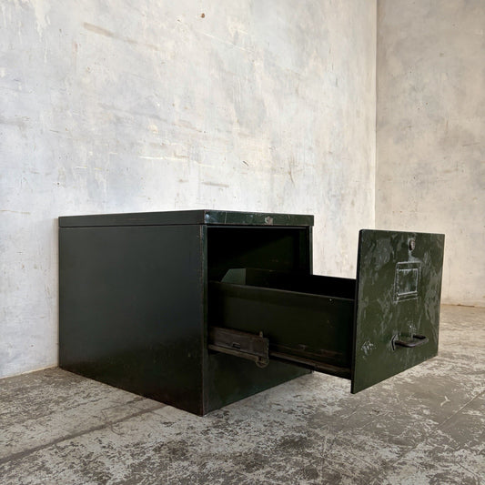 Vintage Industrial Green Metal Filing & Bedside Cabinet – original photograph 1