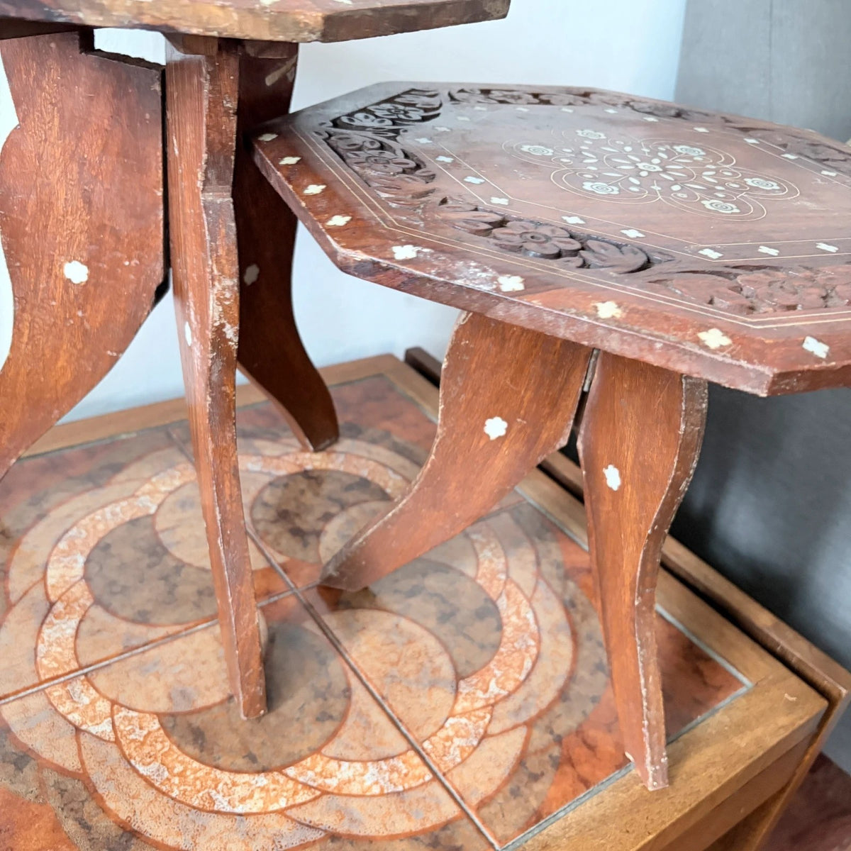 1960s Teak & Mother-of-Pearl Folding Side Tables – Pair – view 8