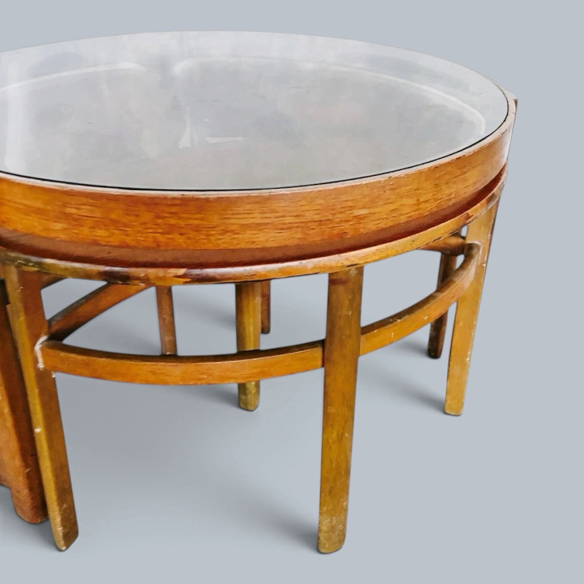 Nathan Trinity Teak & Smoked Glass Nesting Coffee Tables – Attributed – original photograph 3