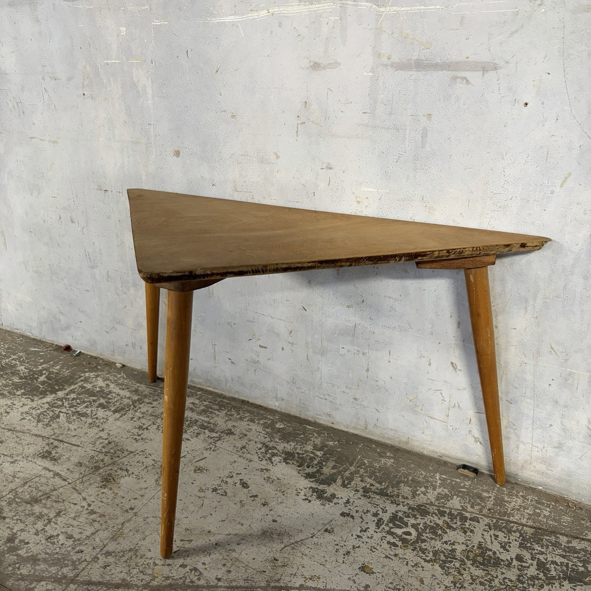 Mid Century Triangular Oak Side Table – original photograph 4