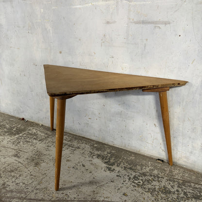 Mid Century Triangular Oak Side Table – original photograph 4