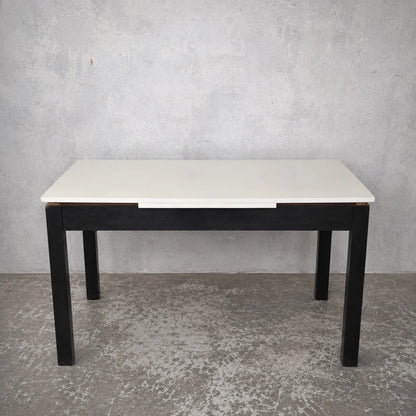 Mid Century White Formica Draw Leaf Extending Dining Table – original photograph 2