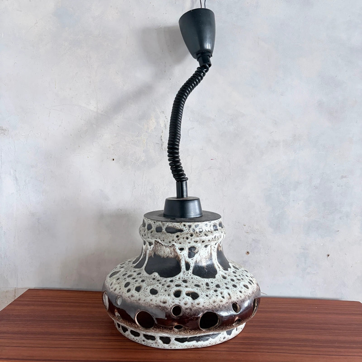 West German Lava-Glaze Ceramic Pendant Light – Space Age Ceiling Lamp – view 4