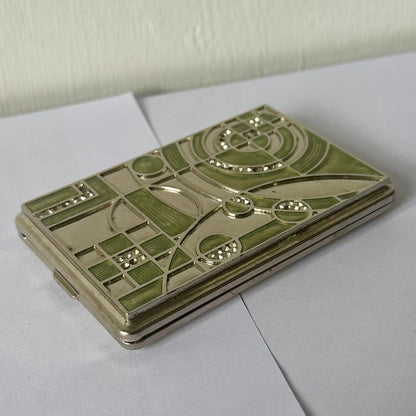 French Art Deco Green Enamel & Silver-Plated Card Case – Sandoz Attributed – view 7