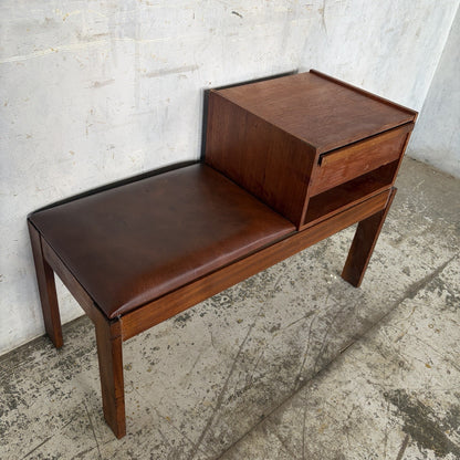 Mid Century Chippy Heath Teak Telephone Bench – original photograph 5