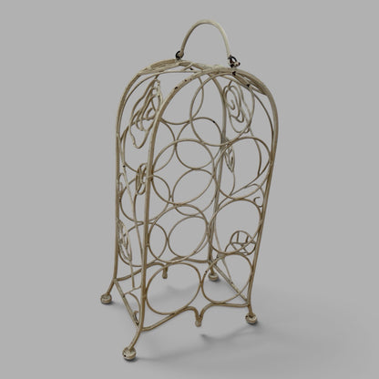 Antique French Wrought Iron Wine Rack – Rose & Vine Bottle Holder – view 7