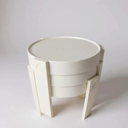 Vintage 1970s Dutch Space Age White Modular Stacking Side Tables – original photograph 1