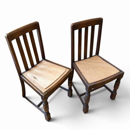 Arts & Crafts Oak Dining Chairs with Plywood Seats – Pair – view 5