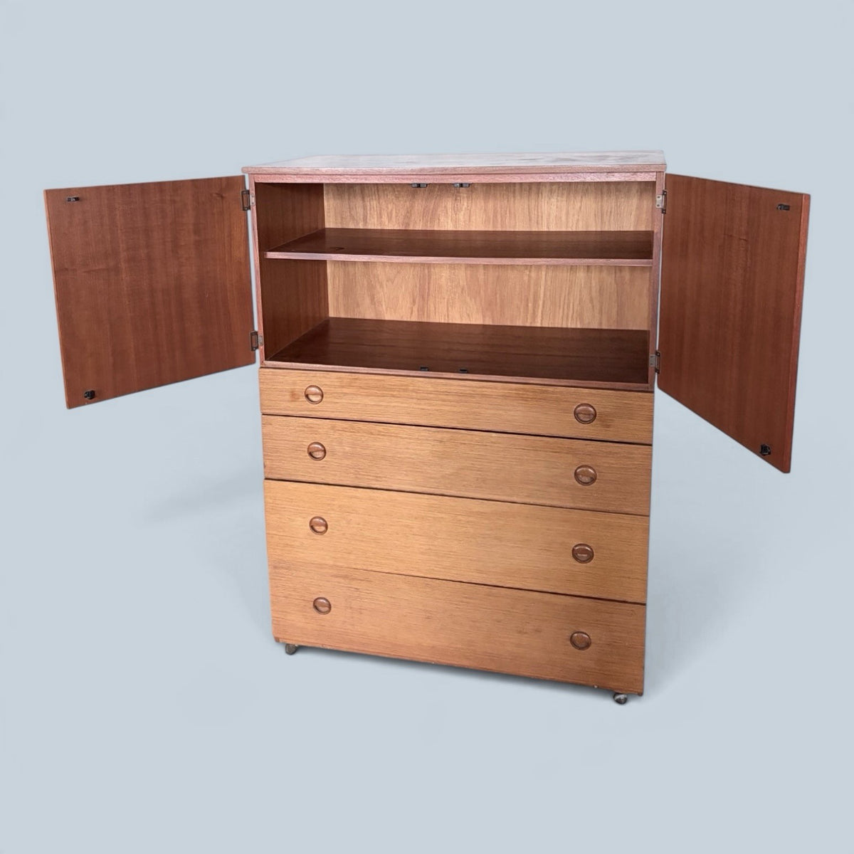 Mid Century Schreiber Teak Tallboy Cabinet with Drawers – original photograph 7