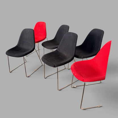 Set of six egg chairs – side view