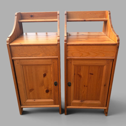 Pair of vintage solid pine bedside cabinets - view 1