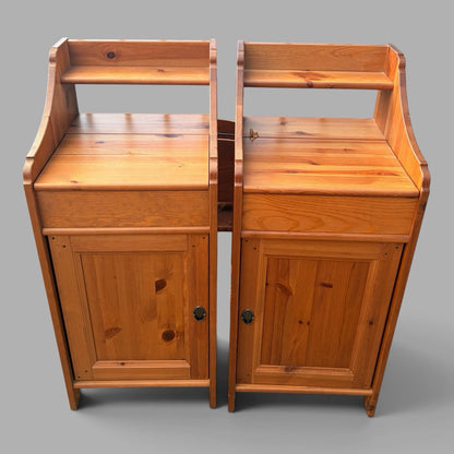 Pair of vintage solid pine bedside cabinets - view 3