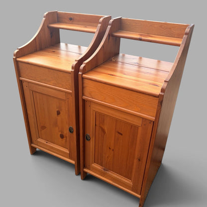 Pair of vintage solid pine bedside cabinets - view 4
