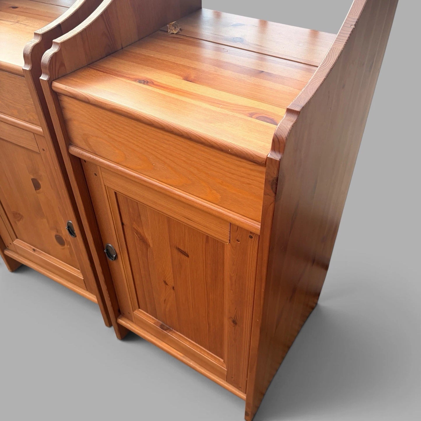 Pair of vintage solid pine bedside cabinets - view 5