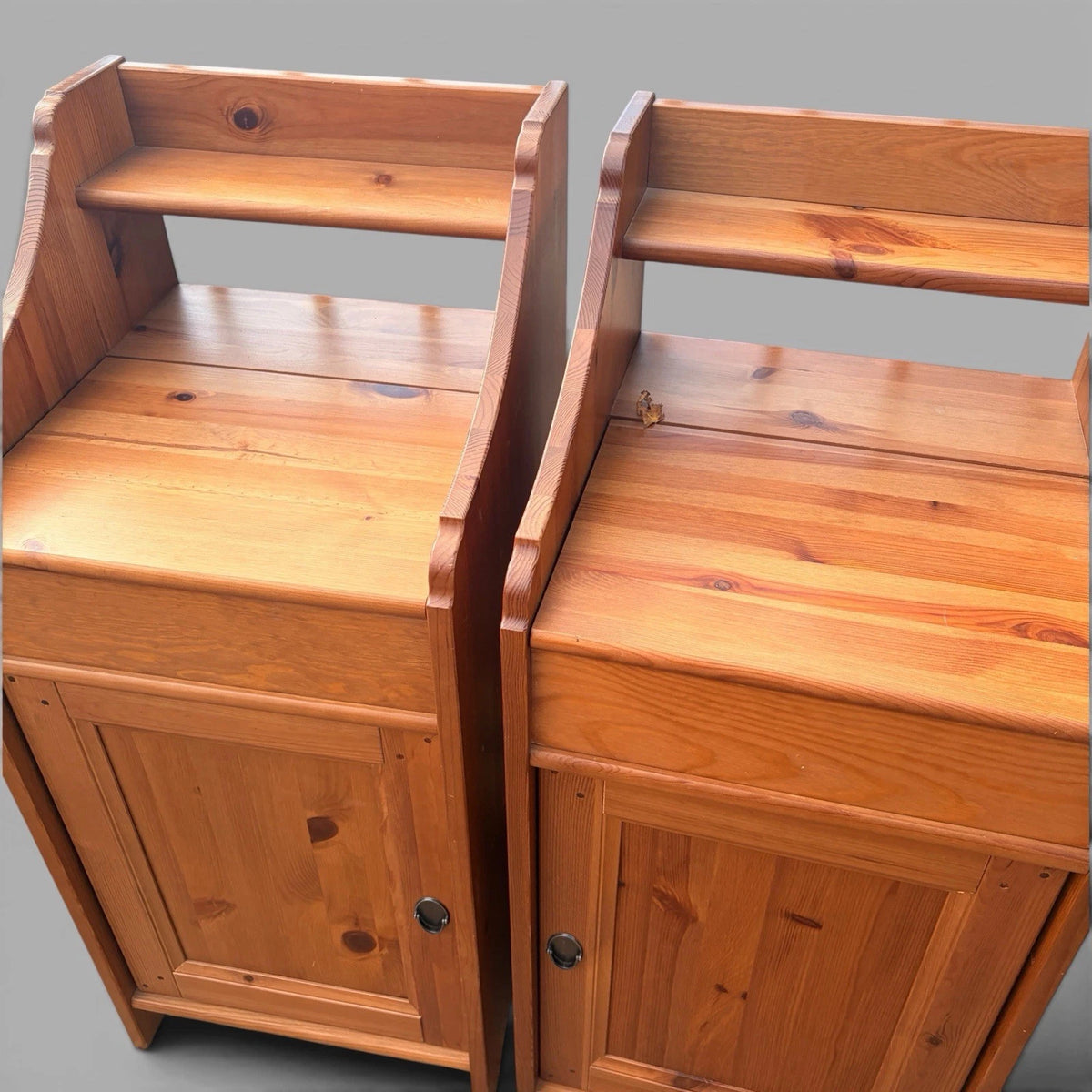 Pair of vintage solid pine bedside cabinets - view 6
